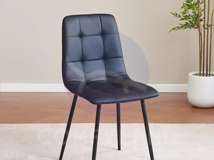 Black Clear Glass Dining Table With 6 Black Tufted Chairs Kitchen Dining Set