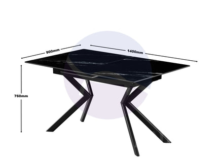 Henley Black Extending Dining Table with 4 Chairs