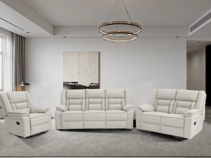 Recliner Sofa Bed in Beige Leather