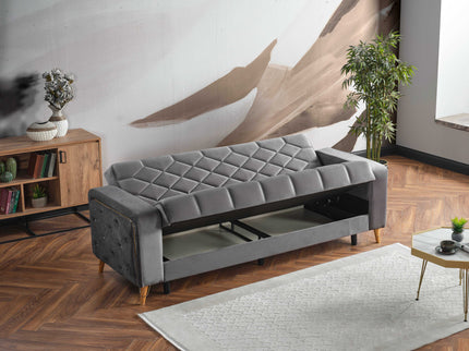 Melisa Grey Sofa Bed with Gold Detailing