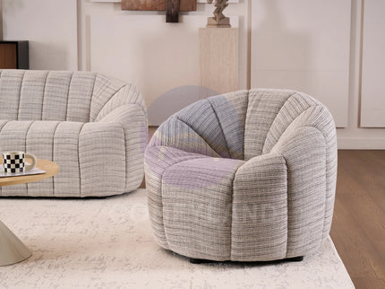 Serum Grey Bouclé Curved 2-Seater Sofa