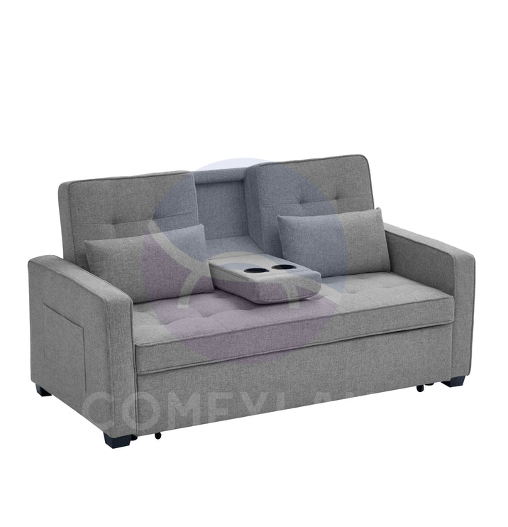 HOMCOM Grey 2 Seater Pull out Sofa Bed