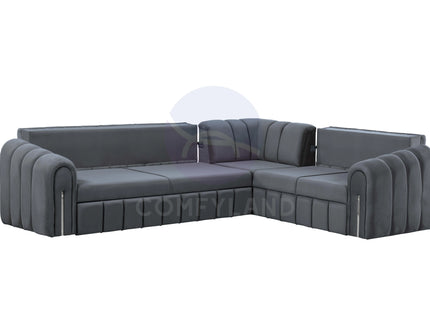 Vera Grey Velvet 7 Seater L Shaped Corner Sofa