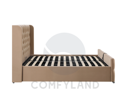 Chesterfield Beige Velvet Storage Bed