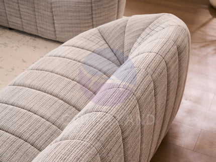 Serum Grey Bouclé Curved 2-Seater Sofa