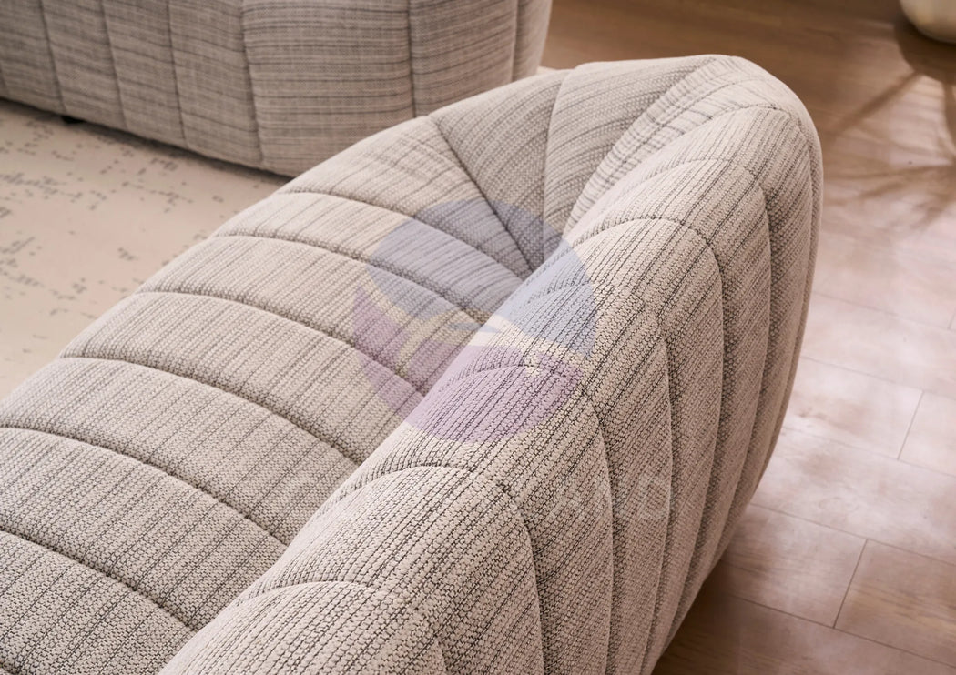 Serum Grey Textured Bouclé Curved Sofa