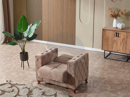 Dezza Sofa Bed in Beige Velvet