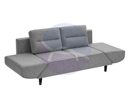 Convertible Grey Futon Loveseat Sleeper Sofa with Adjustable Armrest