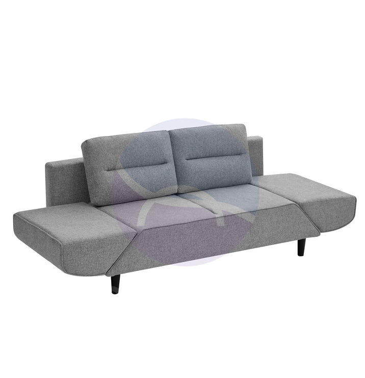 Convertible Grey Futon Loveseat Sleeper Sofa with Adjustable Armrest
