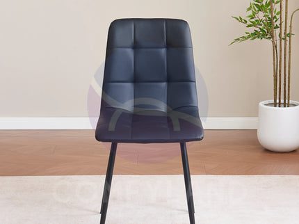 Black Clear Glass Dining Table With 6 Black Tufted Chairs Kitchen Dining Set