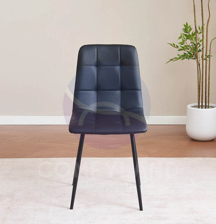 Black Clear Glass Dining Table With 6 Black Tufted Chairs Kitchen Dining Set