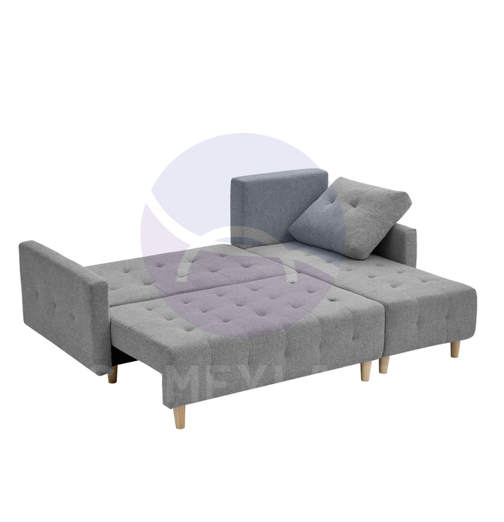 Pisa Grey Corner Sofa Bed with Reversible Chaise