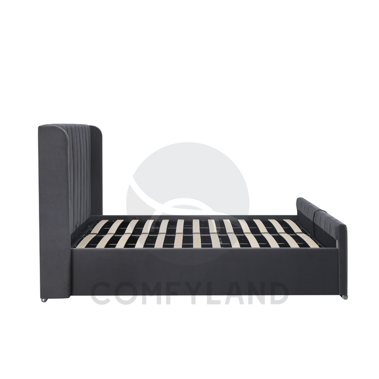 Grey Velvet Storage Bed