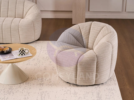 Serum Beige Bouclé Curved 2-Seater Sofa