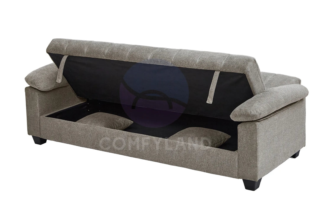 Verona Beige Textured Chenille Sofa Bed