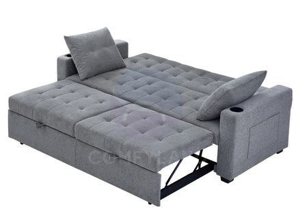 Grey Convertible Pull-Out Sofa Bed