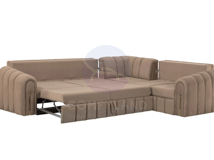Vera Beige Velvet 7 Seater L Shaped Corner Sofa