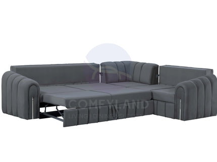 Vera Grey Velvet 7 Seater L Shaped Corner Sofa