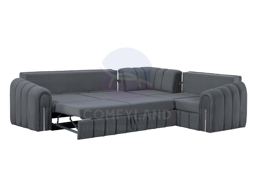 Vera Grey Velvet 7 Seater L Shaped Corner Sofa