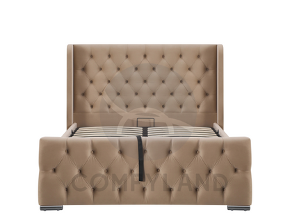 Chesterfield Beige Velvet Storage Bed
