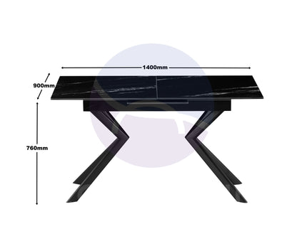 Henley Black Extending Dining Table with 4 Chairs