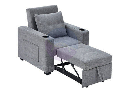 Grey Convertible Pull-Out Sofa Bed