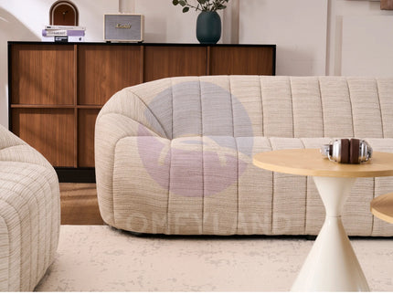 Serum Beige Bouclé Curved 2-Seater Sofa