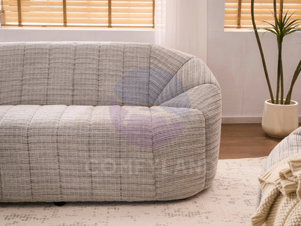 Serum Grey Bouclé Curved 2-Seater Sofa