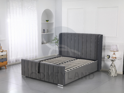 Grey Velvet Storage Bed