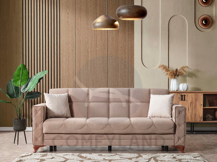Dezza Sofa Bed in Beige Velvet