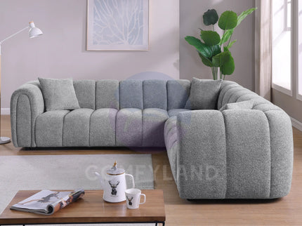Cloud Grey Bouclé L-Shaped Corner Sofa