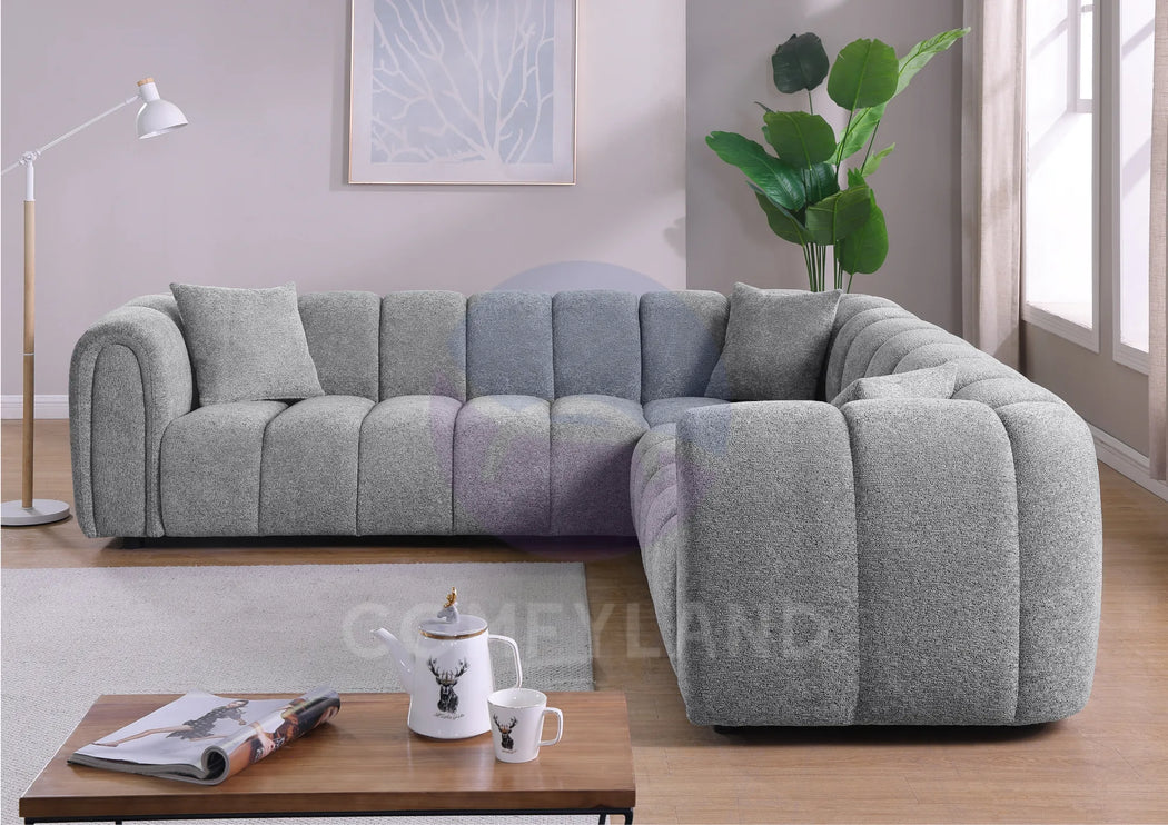 Cloud Grey Bouclé L-Shaped Corner Sofa