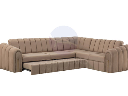 Vera Beige Velvet 7 Seater L Shaped Corner Sofa