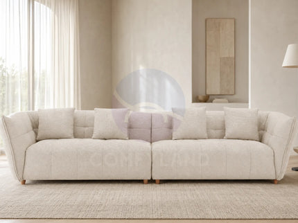 Vienna Beige Channelled Curved Sofa