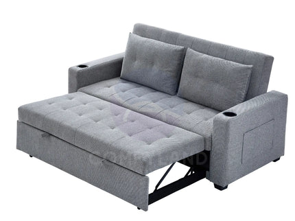 Grey Convertible Pull-Out Sofa Bed