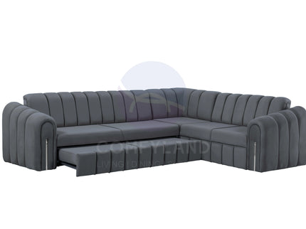 Vera Grey Velvet 7 Seater L Shaped Corner Sofa