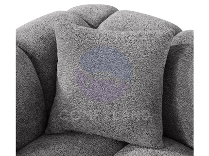 Cloud Grey Bubble-Tufted Curved Sofa