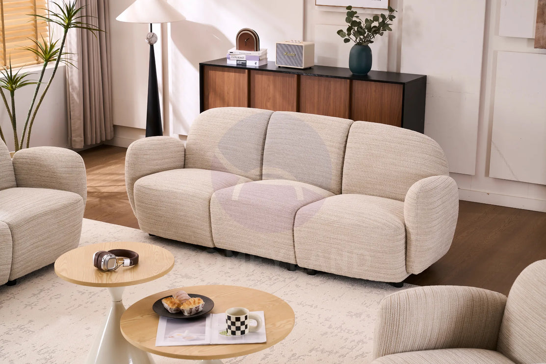 Beans Beige Textured Chenille Sofa