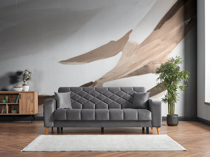 Melisa Grey Sofa Bed with Gold Detailing