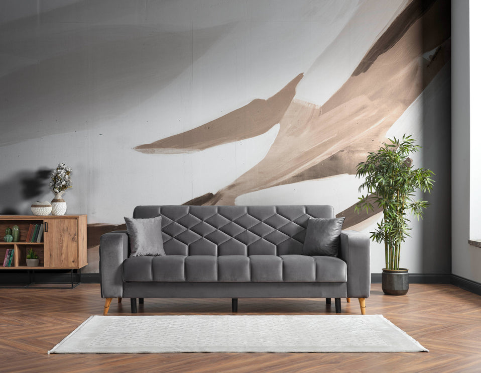 Melisa Grey Sofa Bed with Gold Detailing