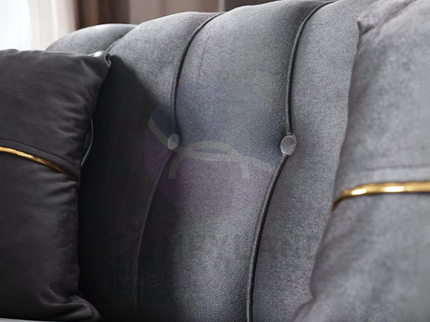 BERLIN Sofa Bed in Grey Velvet with Gold Detailing