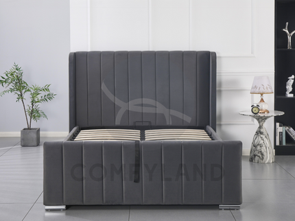Grey Velvet Storage Bed