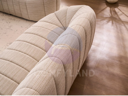 Serum Beige Bouclé Curved 2-Seater Sofa