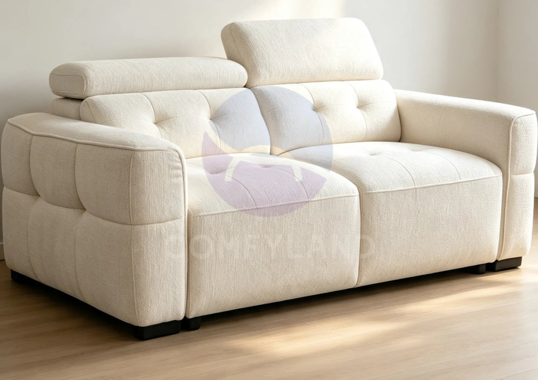 Milan Beige Adjustable Headrest Sofa