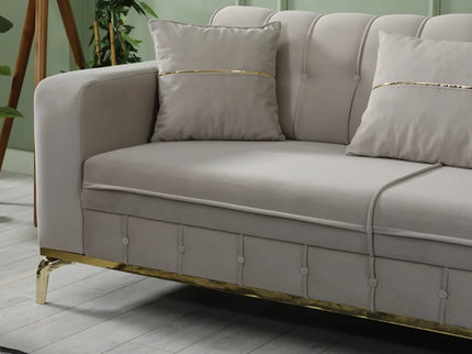 BERLIN Beige Velvet with Gold Detailing