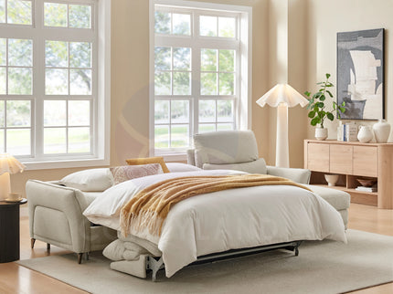 Cara Beige Sectional Sofa with Sleeper and Storage