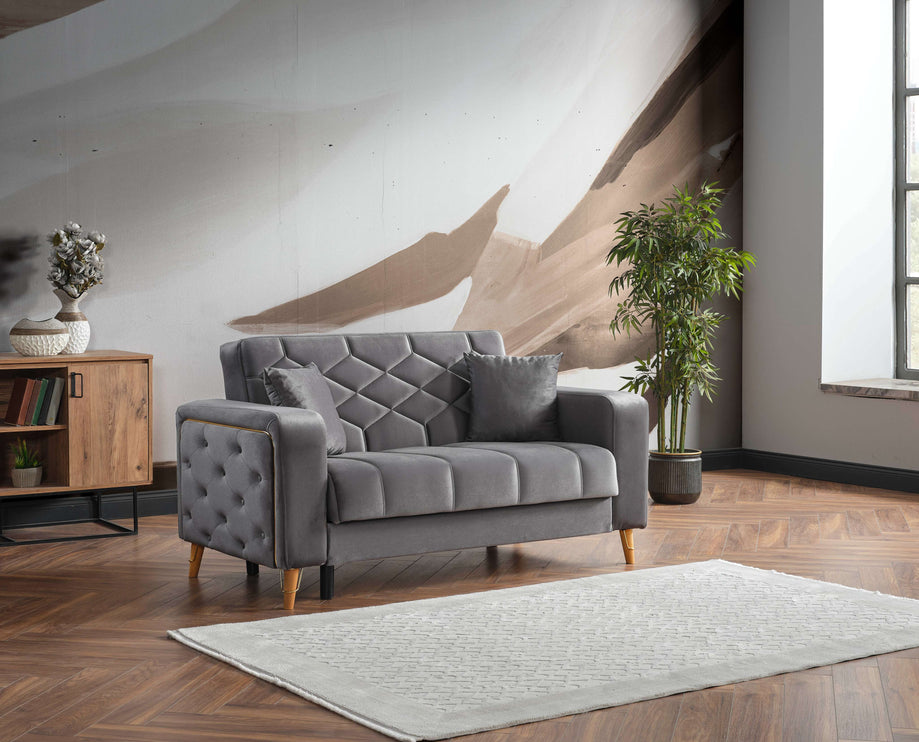 Melisa Grey Sofa Bed with Gold Detailing