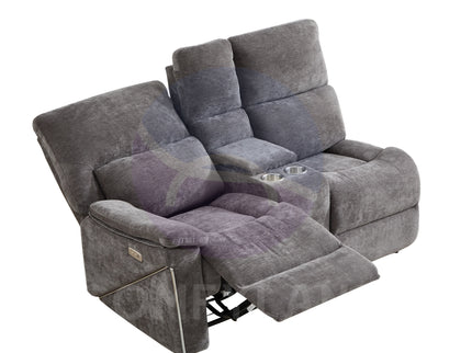 Premiere Grey Fabric Sectional Recliner Sofa with Dual Cup Holders