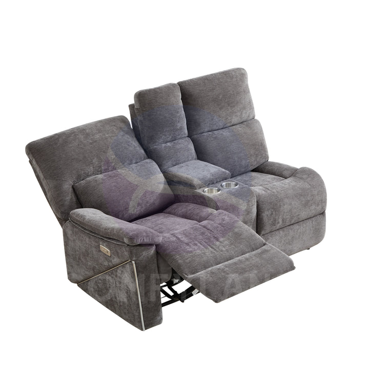 Premiere Grey Fabric Sectional Recliner Sofa with Dual Cup Holders