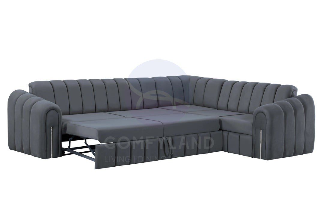 Vera Grey Velvet 7 Seater L Shaped Corner Sofa